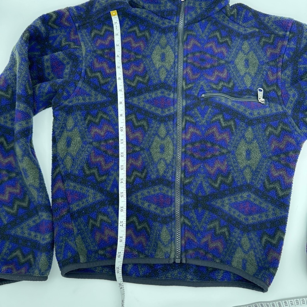 The North Face Vintage Aztec Fleece Jacket XS Purple Blue Green Full Zip - Picture 3 of 6